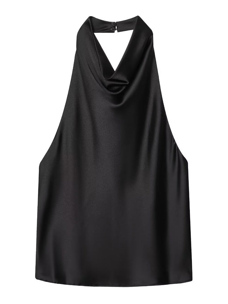 Elegantes Neckholder Top Damen aus Seidensatin Oberteil