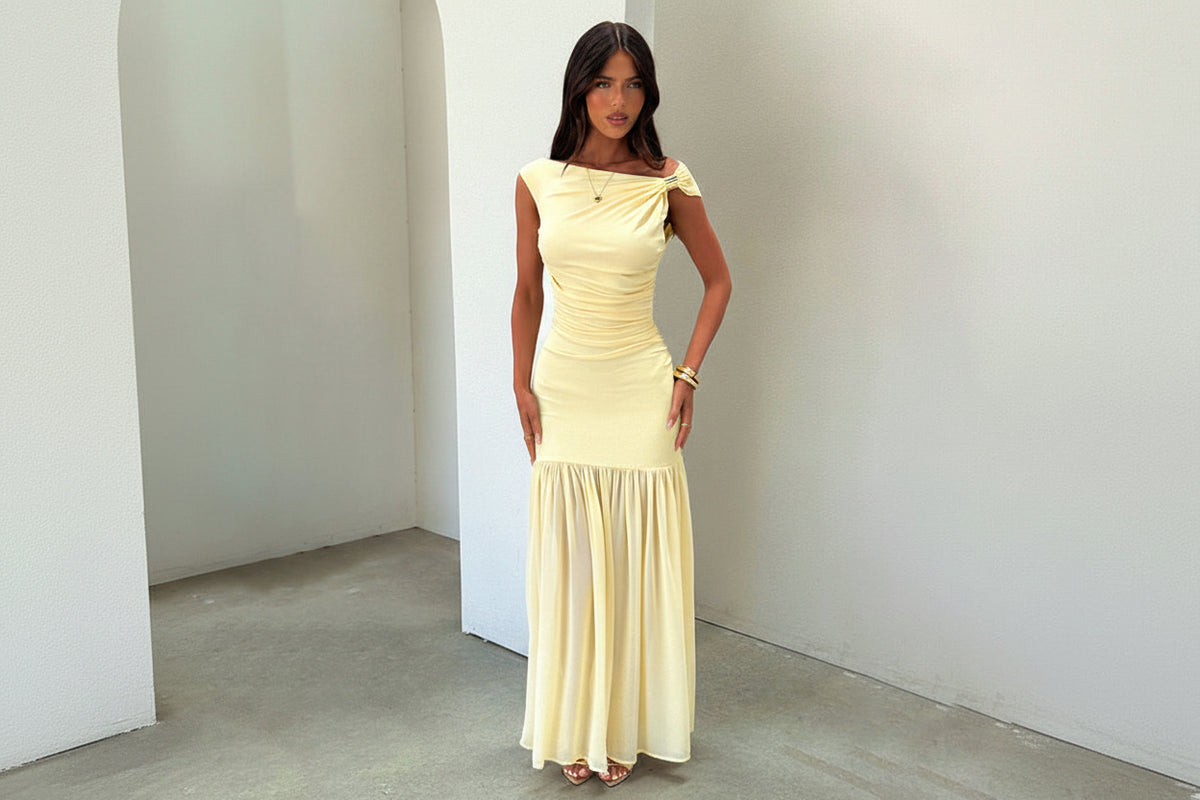 Elegantes Netzkleid mit modernem Patchwork Design Damen