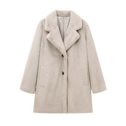 Damen Manteljacke mit Kunstpelz Effekt für stilvolle Looks
