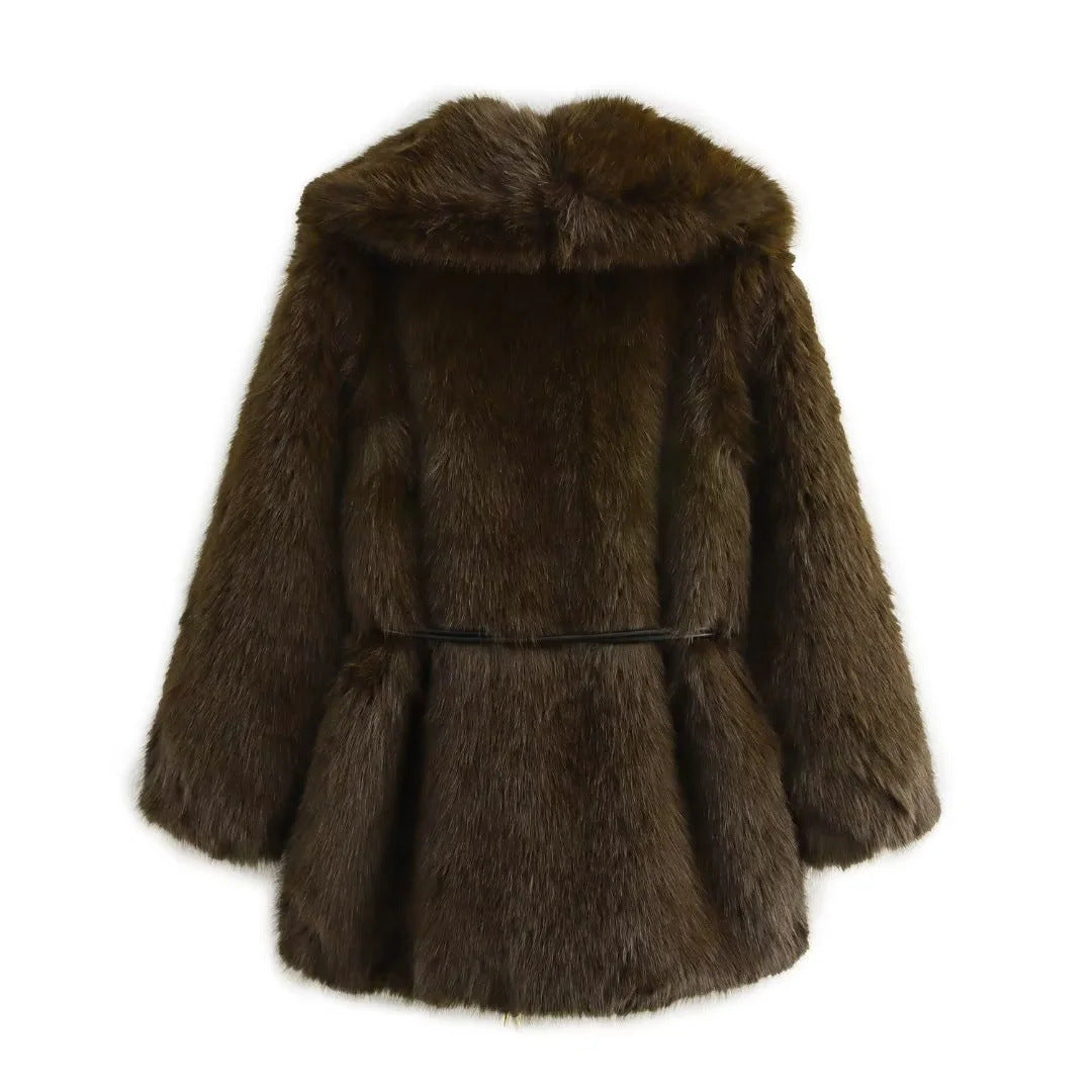 Damen Kunstpelzmantel im modernen Street Fashion Stil