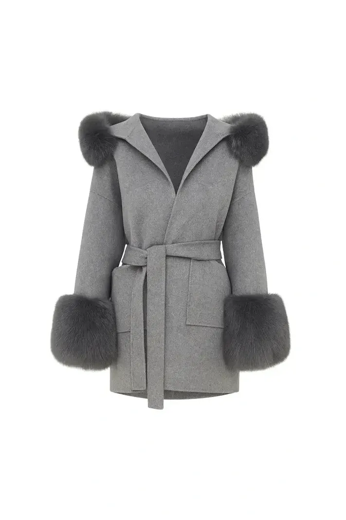 Luxuriöser Kunstpelzmantel mit Kapuze Damen warm elegant